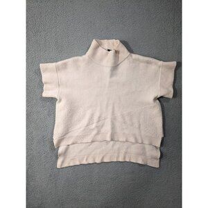 ELK Sweater Small/Medium Short Sleeve Merino Wool Blend Contrast Layer Cream